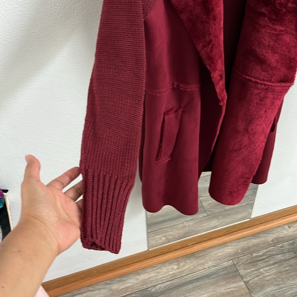 🌟Slinky Brand faux suede and knit open cardigan - Picture 5 of 8